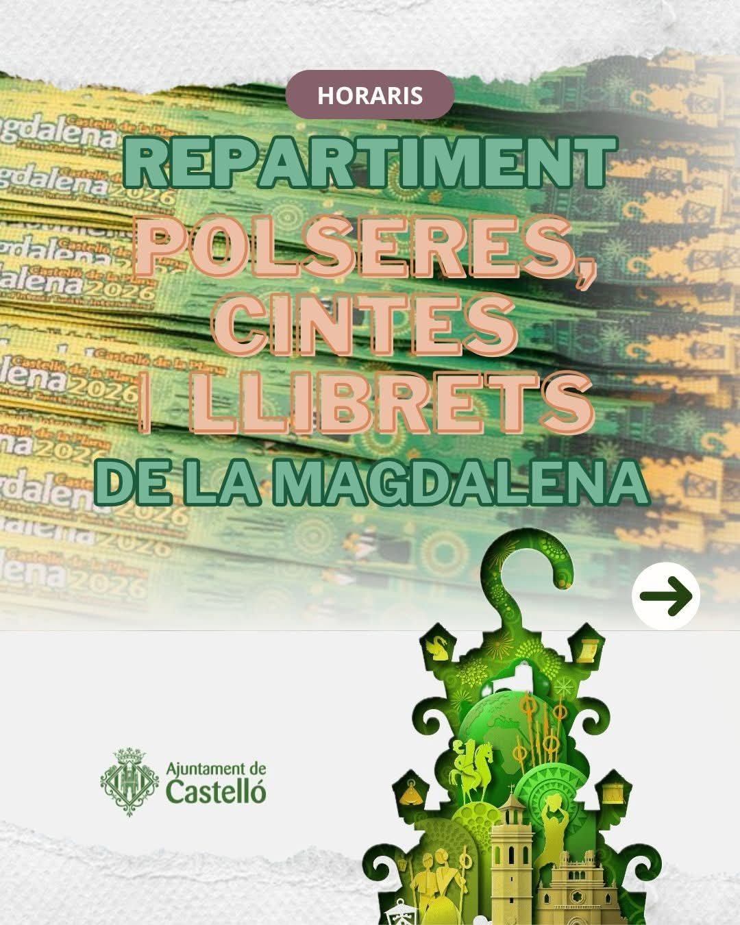 REPARTO PULSERAS, CINTAS Y LLIBRETS DE LA MAGDALENA