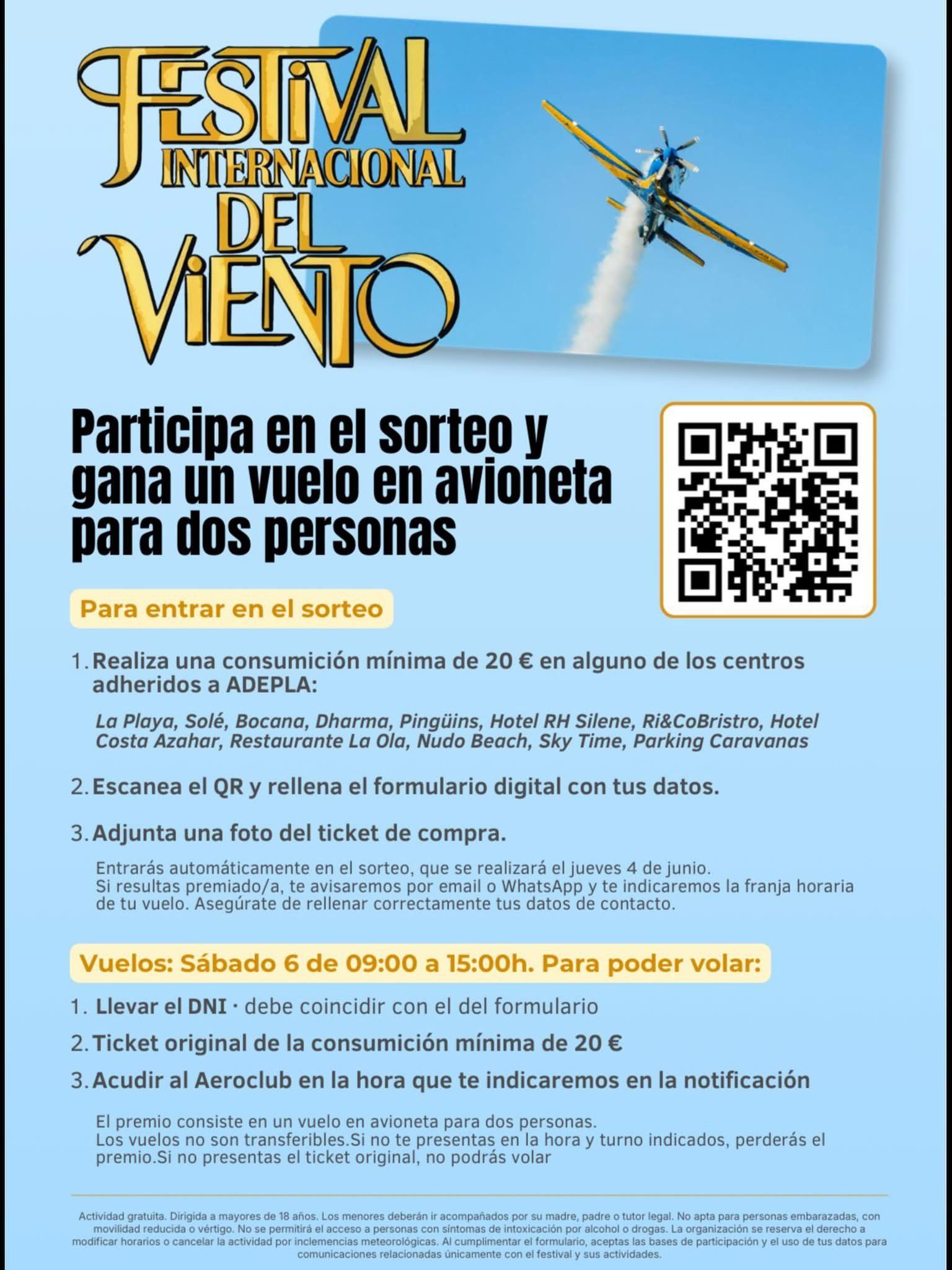 Sorteo vuelo en avioneta Festival del Viento Castellón 2026