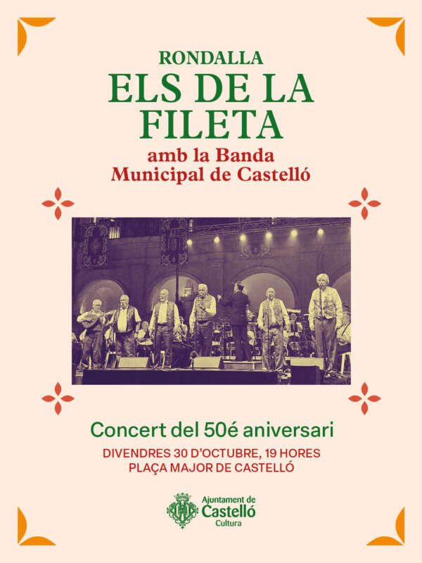 CONCIERTO 50 ANIVERSARIO. RONDALLA ELS DE LA FILETA CON LA BANDA DE MÚSICA DE CASTELLÓN